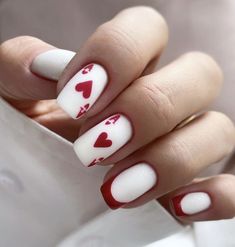 Heart Nail Designs, Milky Nails, Valentine Nail Art, February Nails, Heart Nail, Heart Nail Art, Nail Designs Valentines, Nail Swag