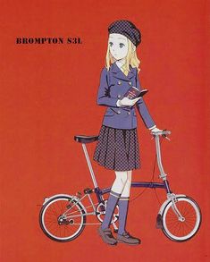 a drawing of a girl on a bike with the caption brorton's sel