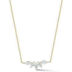 Sofer Jewelry - 5 Marquise Diamond Bar Necklace in 14K Yellow Gold Luxury Marquise Elegant Necklace, Radiant Marquise, Diamond Bar Necklace, Necklace Design, Marquise Cut Diamond, Diamond Bar, Marquise Diamond, Marquise Cut, Bar Necklace