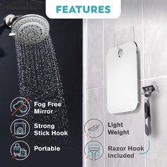 the shower head is shown with instructions for how to use it