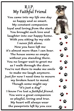 a dog poem with paw prints on it