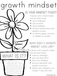 a poster with the words growth minds on it and a flower in a pot that says what is it?