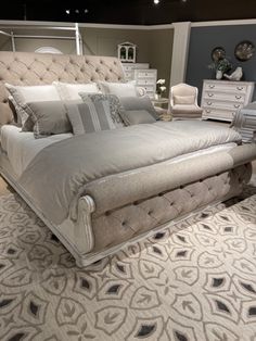 Bedroom furniture King Size Velvet Headboard, King Size Bedroom Sets Luxe, King Size Bedsets, King Size Bedframe Ideas, California King Size Bed Master Bedrooms, Master Bed Ideas King, King Size Bed Master Bedrooms Ideas, King Size Bed Decor, Oversized King Bedding