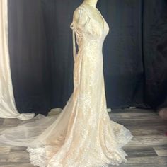 the back of a wedding dress on display