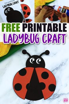 ladybug craft for kids with free printables on the front and back