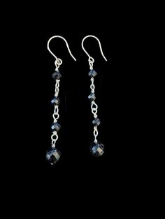 Faceted 4mm, and 6mm black spinel on sterling silver wire, on sterling silver French hooks. Mini Disco Balls, Disco Balls, Black Spinel, Silver Wire, Sterling Silber