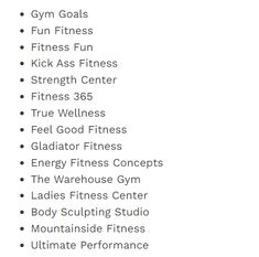 a list of different types of gym equipment