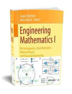 the book cover for engineering maths i, with diagrams and diagrams in yellow on white background