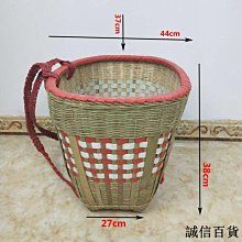 the measurements of a woven basket with handles and straps are shown in front of a white wall