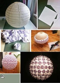 several pictures of different types of paper decorations