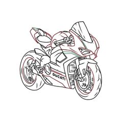 a drawing of a motorcycle on a white background