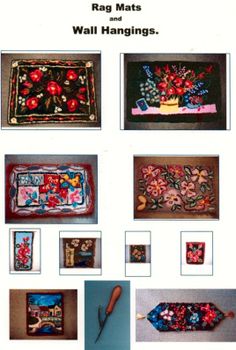 an advertisement for rugs and wall hangings with pictures of various items on them