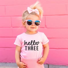 The perfect 3rd birthday shirt for your little girl! THE DETAILS + SOFT COTTON/POLY + TRUE TO SIZE! If in between size up + Choice of Colors + Super Fast Shipping COME SAY HI ON IG! @Happylifeparties Thank you so much for looking at this adorable third birthday tee! 3rd Birthday Outfit Girl, 3rd Birthday Shirt Girl, Birthday Party 3 Girl, Pink 3rd Birthday Party, 3rd Birthday Ideas For A Girl, 3 Year Birthday Theme Girl, Threenager Birthday Party, 3rd Birthday Party For Girls Ideas, Disney Princess Birthday Cakes