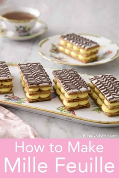 how to make mille feuille with chocolate frosting on top and coffee in the background