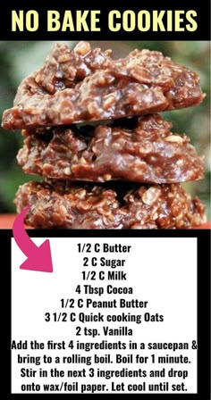 no bake cookies recipe with instructions to make them