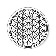 the flower of life is shown in black and white, as well as an outline