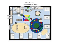 the floor plan for an infant's playroom