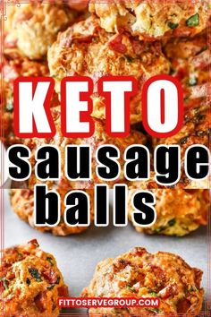 keto sausage balls with text overlay that says keto sausage balls on it