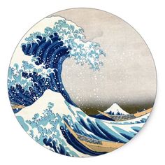 the great wave off kanishi is depicted in this circular painting