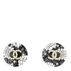 This is an authentic pair of CHANEL Resin Crystal Pearl Lace CC Earrings in Black. These chic earrings are crafted of black resin that is encrusted with crystals, pearls and lace in a CC logo. Pearls And Lace, Cc Earrings, Pearl Lace, Chic Earrings, Pearl And Lace, Black Resin, Chanel Earrings, Chanel Jewelry, Earrings Black