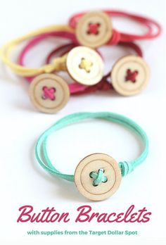 the button bracelets are made with supplies from the target dollar spot