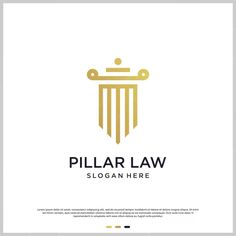 the logo for pillar law, which is designed to look like a golden column with a crown