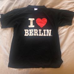 Bought In Berlin Never Worn Adult Small Berlin City, Black Tshirt, Berlin, Colorful Shirts, Long Sleeve Tees, Womens Tops, I Love, Tops & Tees, T Shirts For Women