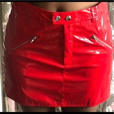 Brand New Casual Red Mini Skirt For Night Out, Red Casual Skirt For Night Out, Casual Red Skirt For Night Out, Trendy Red Mini Skirt For Spring, Red Skirt For Club And Summer, Red Trendy Mini Skirt For Spring, Red Club Skirt For Summer, Trendy Red Club Bottoms, Trendy Red Bottoms For Club