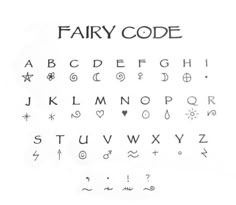 the letters and numbers are drawn in black ink on white paper, which reads fairy code