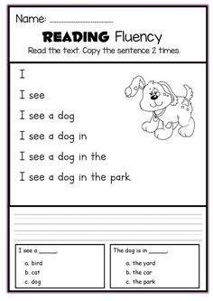 reading flueny worksheet for children to learn how to read and write