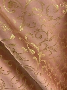 A beautiful, pink and gold, floral brocade fabric. It is great for curtains, drapery, wall coverings, and other crafts projects. High quality. Sold by the yard. (1 yard= 36 in.). Width is 110 in. Soft Royal Aesthetic, Pink And Gold Aesthetic, Angel Csm, Drapery Wall, Medieval Fabric, Rococo Wedding, Barbie Malibu, Pink Brocade, Rose Gold Aesthetic