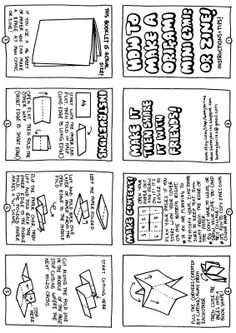 the instructions to make an origami book page for paper airplanes and kites