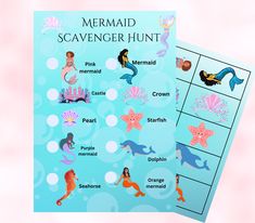 the mermaid scavenger hunt game is shown here