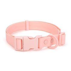 a pink dog collar on a white background