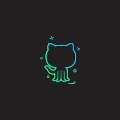 an image of a cat that is neon green and blue on a black background,