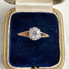 Vintage Engagement Ring, Old Euro 0.58ct. sold by Doyle and Doyle an antique and vintage jewelry boutique Old Mine Cut Engagement Ring Moisenite, 1950s Wedding Ring, Two Tone Wedding Rings, 1960s Engagement Ring, Old Mine Cut Engagement Ring, Old European Cut Engagement Ring, Single Asf, 1940s Engagement Ring, Summer Ceremony