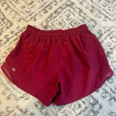 Great Condition, Never Worn, No Pilling Dark Red Clothes, Red Lululemon Shorts, 23 Birthday, Red Clothes, Clothes Hacks, Diy Clothes Hacks, Lululemon Hotty Hot Shorts, Athletic Clothes, Shorts Lululemon