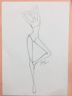 a pencil drawing of a woman in a dress