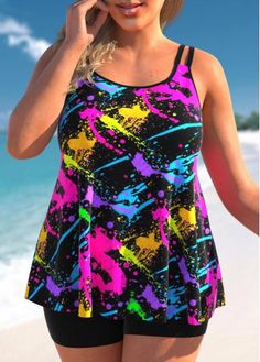 Color:Black;Size:1X;Size:2X;Size:3X;Package Contents:1 X Tankini Top , Without Bottom;Support:Wire Free;Bra Style:Padded;Pad Style:Removable;Strap Style:Adjustable;Washing Instructions:Hand Wash;Color Scheme:Black;Style:Vacation;Season:Summer;Composition:82% Polyester, 18% Spandex;Pattern Type:Graffiti;Occasion:Beach; Swimsuit 2 Piece, Black Graffiti, Shorts Swimsuit, Black Tankini Top, Plus Size Tankini, Free Bra, Swimwear Suits, Black Tankini, Printed Tankini