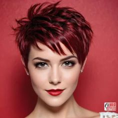 16 Trendy Pixie Cut Ideas Catering To All Tastes « Only Hairstyles Red Hair Pixie, Viral Haircut, Short Burgundy Hair, Short Haircuts Ideas, Pixie Haircut Ideas, Hair Inspired, Short Spiked Hair, Funky Short Hair, Haircuts Ideas