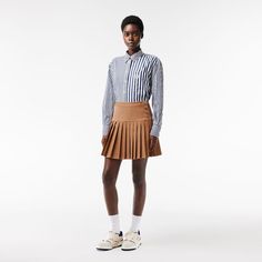 Women's Pleated Button Waist Skirt - Women's Shorts & Skirts - New In 2024 | Lacoste Lacoste Dress, Lacoste Women, Shorts Skirts, Twill Shorts, 2024 Collection, Bottom Clothes, Premium Fabric, Tango, Women Collection