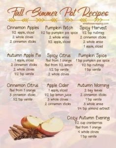 an apple cider recipe for fall with apples and cinnamons on it, including the names