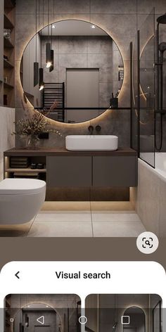 an image of a bathroom setting with the text visual search on it, and below