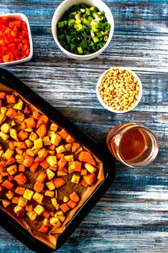 the food is ready to be cooked in the oven and served on the table for consumption