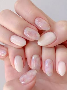 Nail White Pink, Korean Nails Ideas White, Japanese Gel Nail Designs Simple, Japanese Ombre Nails, Kbeauty Korean Nails, Wedding Nails Korean, Japanese Gel Manicure, Bridal Floral Nails