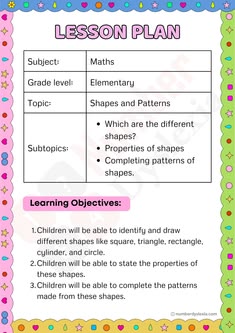 the lesson plan for children to learn shapes