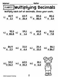 the worksheet for adding and subming to multiplying decimals with numbers