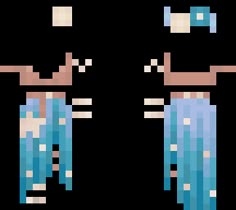 an image of the back and side view of a person in pixel art style clothing