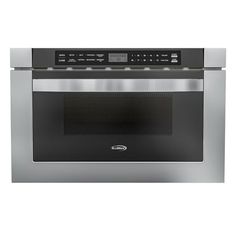 a stainless steel oven with the door open and electronic controls on it's side