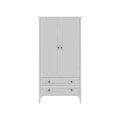 a white armoire with two drawers on the bottom and one drawer in the middle